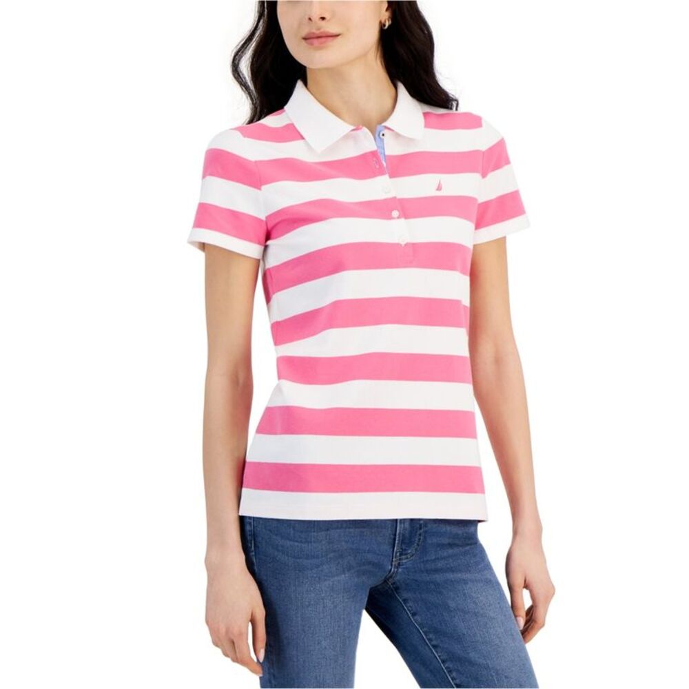 Nautica Womens 5-Button Striped Polo Shirt, , S, DM